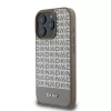 DKNY PU Leather Repeat Pattern Bottom Stripe MagSafe tok, iPhone 16 Pro - barna