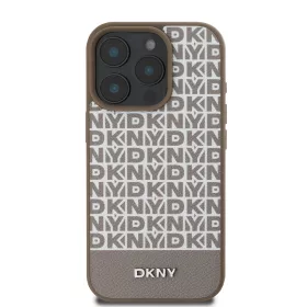   DKNY PU Leather Repeat Pattern Bottom Stripe MagSafe tok, iPhone 16 Pro Max - barna