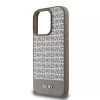 DKNY PU Leather Repeat Pattern Bottom Stripe MagSafe tok, iPhone 16 Pro Max - barna