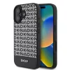 DKNY PU Leather Repeat Pattern Bottom Stripe MagSafe tok, iPhone 16 Plus - fekete