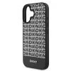 DKNY PU Leather Repeat Pattern Bottom Stripe MagSafe tok, iPhone 16 Plus - fekete