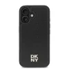 DKNY PU Leather Repeat Pattern Stack Logo MagSafe tok, iPhone 16 - fekete