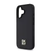 DKNY PU Leather Repeat Pattern Stack Logo MagSafe tok, iPhone 16 Plus - fekete