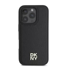   DKNY PU Leather Repeat Pattern Stack Logo MagSafe tok, iPhone 16 Pro - fekete