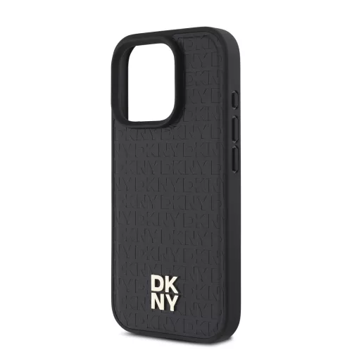 DKNY PU Leather Repeat Pattern Stack Logo MagSafe tok, iPhone 16 Pro Max - fekete
