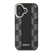 DKNY PU Leather Checkered Pattern Magsafe tok, iPhone 16 Plus - fekete