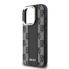 DKNY PU Leather Checkered Pattern Magsafe tok, iPhone 16 Pro - fekete