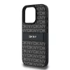 DKNY PU Leather Repeat Pattern Tonal Stripe tok, iPhone 16 Pro - fekete