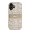 DKNY PU Leather Repeat Pattern Tonal Stripe tok, iPhone 16 Plus - rózsaszín
