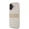 DKNY PU Leather Repeat Pattern Tonal Stripe tok, iPhone 16 Plus - rózsaszín