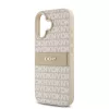 DKNY PU Leather Repeat Pattern Tonal Stripe tok, iPhone 16 Plus - rózsaszín