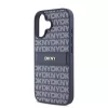 DKNY PU Leather Repeat Pattern Tonal Stripe tok, iPhone 16 - kék
