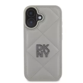 DKNY PU Leather Quilted Stack Logo tok, iPhone 16 - szürke