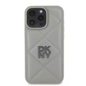   DKNY PU Leather Quilted Stack Logo tok, iPhone 16 Pro Max - szürke