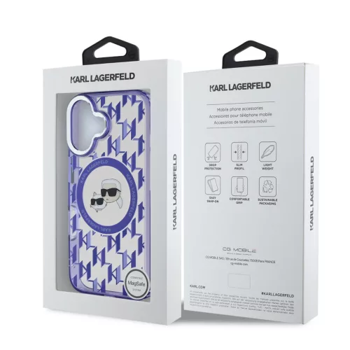 Karl Lagerfeld IML Monogram K&CH Heads MagSafe iPhone 16 tok – lila