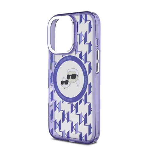 Karl Lagerfeld IML Monogram K&CH Heads MagSafe iPhone 16 Pro Max tok – lila