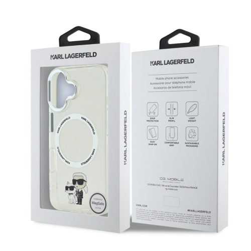 Karl Lagerfeld IML Karl and Choupette MagSafe tok, iPhone 16 Transparent
