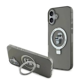   Karl Lagerfeld Ringstand Karl and Choupette MagSafe tok, iPhone 16 - fekete