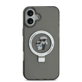   Karl Lagerfeld Ringstand Karl and Choupette MagSafe tok, iPhone 16 - fekete