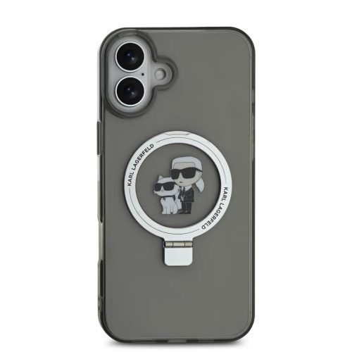 Karl Lagerfeld Ringstand Karl and Choupette MagSafe tok, iPhone 16 - fekete