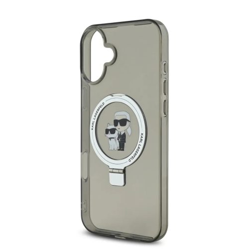Karl Lagerfeld Ringstand Karl and Choupette MagSafe tok, iPhone 16 - fekete