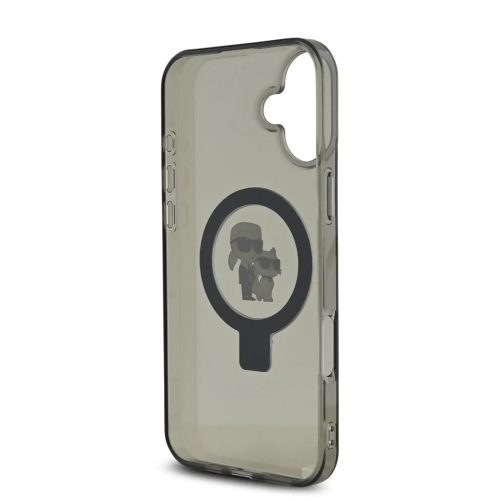 Karl Lagerfeld Ringstand Karl and Choupette MagSafe tok, iPhone 16 - fekete
