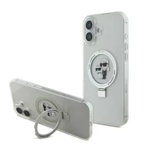  Karl Lagerfeld Ringstand Karl and Choupette MagSafe tok, iPhone 16 - fehér