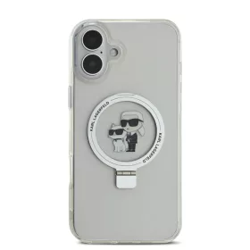   Karl Lagerfeld Ringstand Karl and Choupette MagSafe tok, iPhone 16 - fehér