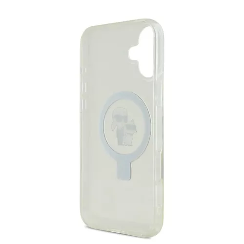 Karl Lagerfeld Ringstand Karl and Choupette MagSafe tok, iPhone 16 Plus - fehér