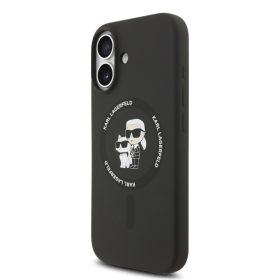   Karl Lagerfeld Liquid Silicone Karl and Choupette MagSafe tok, iPhone 16 - fekete