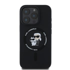   Karl Lagerfeld Liquid Silicone Karl and Choupette MagSafe tok, iPhone 16 Pro - fekete