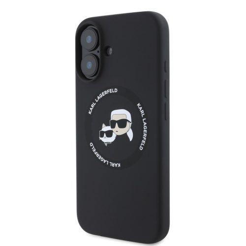 Karl Lagerfeld Liquid Silicone K&CH Heads MagSafe tok, iPhone 16 - fekete