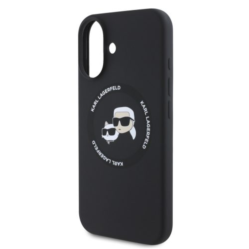 Karl Lagerfeld Liquid Silicone K&CH Heads MagSafe tok, iPhone 16 - fekete