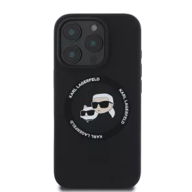   Karl Lagerfeld Liquid Silicone K&CH Heads MagSafe tok, iPhone 16 Pro Max - fekete
