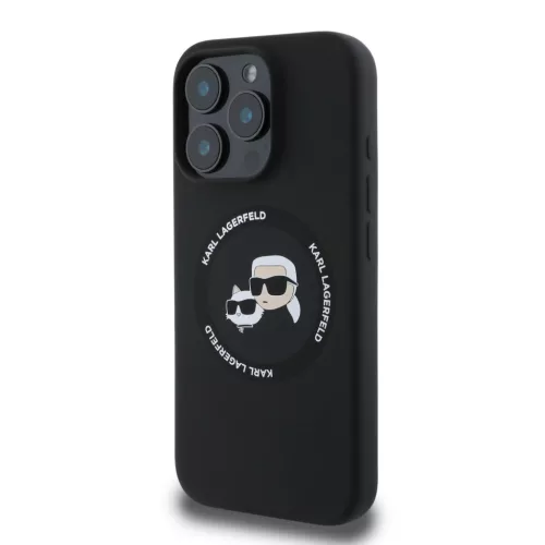 Karl Lagerfeld Liquid Silicone K&CH Heads MagSafe tok, iPhone 16 Pro Max - fekete