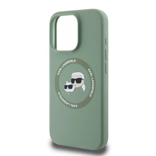 Karl Lagerfeld Liquid Silicone K&CH Heads MagSafe tok, iPhone 16 Pro Kaki