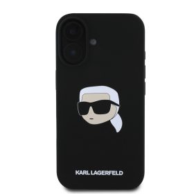   Karl Lagerfeld Liquid Silicone Karl Head MagSafe iPhone 16 tok – fekete