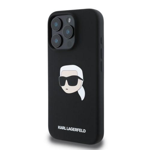 Karl Lagerfeld Liquid Silicone Karl Head MagSafe iPhone 16 Pro tok – fekete