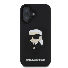 Karl Lagerfeld 3D Rubber Ikonik iPhone 16 tok – fekete