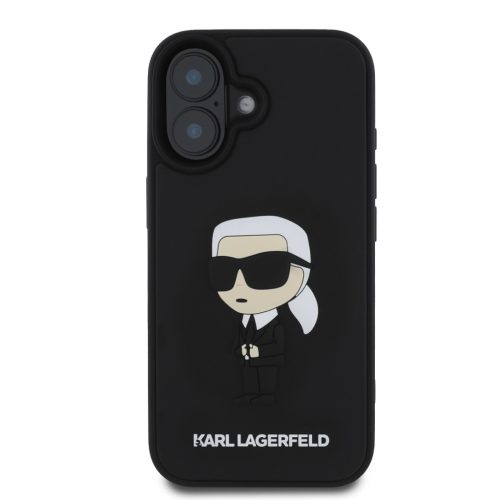 Karl Lagerfeld 3D Rubber Ikonik iPhone 16 tok – fekete