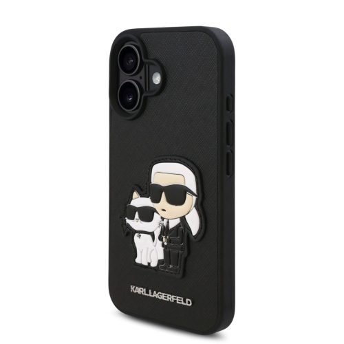 Karl Lagerfeld PU Saffiano Karl and Choupette tok, iPhone 16 - fekete