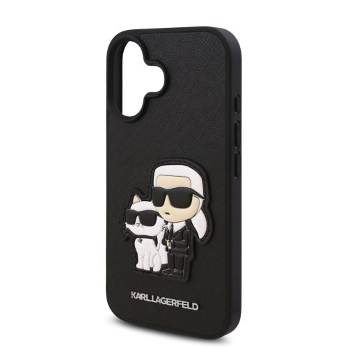 Karl Lagerfeld PU Saffiano Karl and Choupette tok, iPhone 16 - fekete