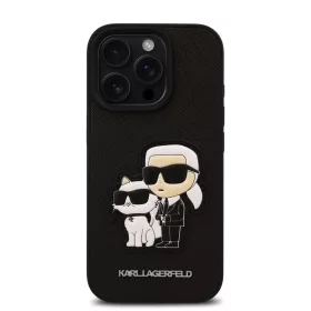   Karl Lagerfeld PU Saffiano Karl and Choupette tok, iPhone 16 Pro Max - fekete