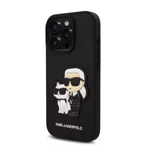 Karl Lagerfeld PU Saffiano Karl and Choupette tok, iPhone 16 Pro Max - fekete