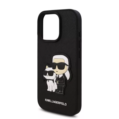 Karl Lagerfeld PU Saffiano Karl and Choupette tok, iPhone 16 Pro Max - fekete