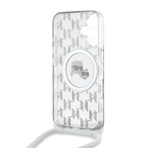 Karl Lagerfeld IML Monogram Crossbody K&CH Heads MagSafe tok, iPhone 16 Transparent