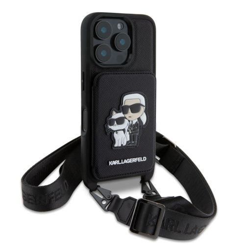 Karl Lagerfeld Saffiano Crossbody iPhone 16 Pro tok – fekete