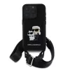 Karl Lagerfeld Saffiano Crossbody Popruh Karl And Choupette tok, iPhone 16 Pro Max - fekete -
