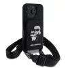 Karl Lagerfeld Saffiano Crossbody Popruh Karl And Choupette tok, iPhone 16 Pro Max - fekete -