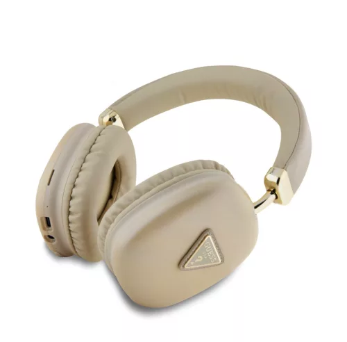 Guess Saffiano PU Leather Triangle Logo Wireless Headphone Gold - arany